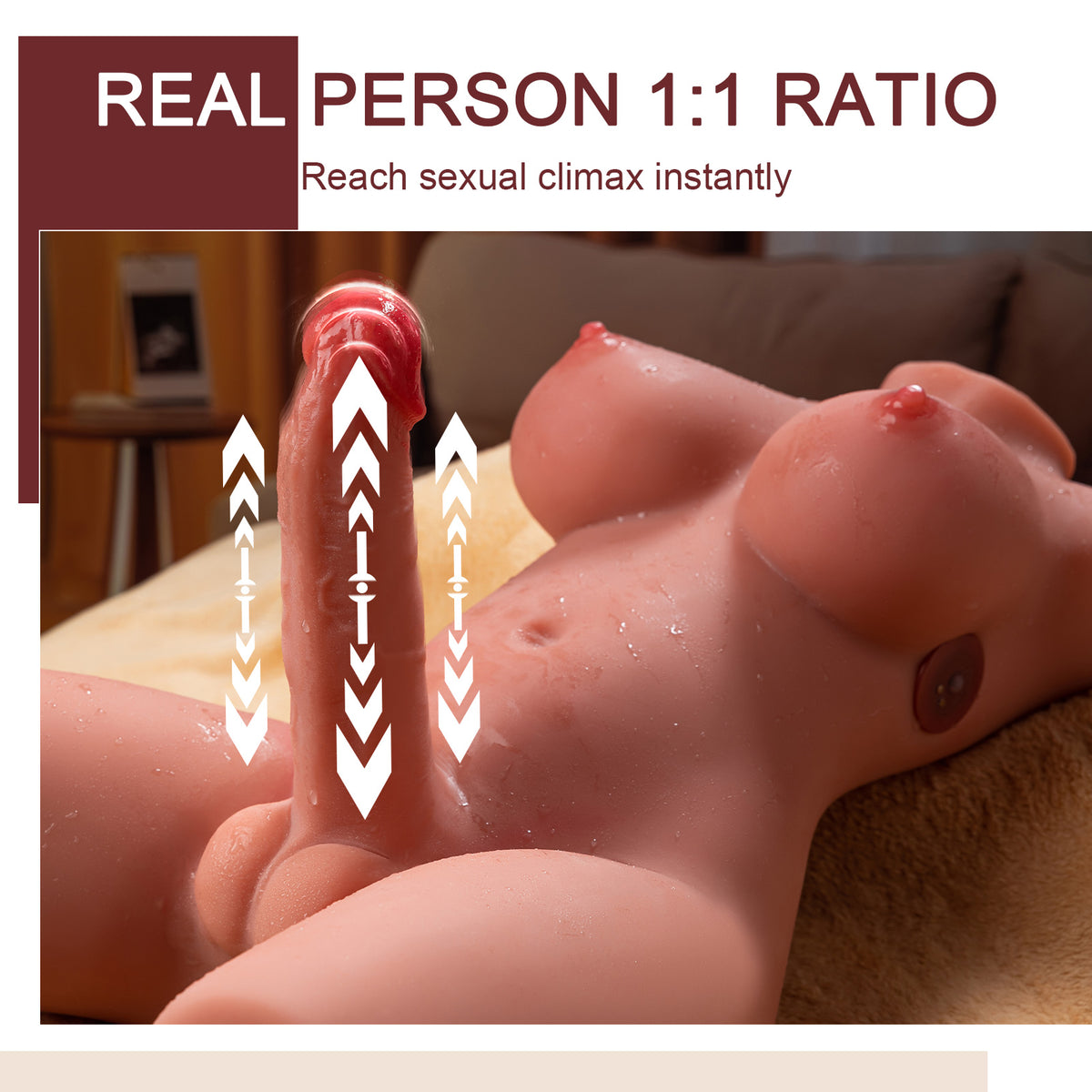 Maya- 10kg E-cup Shemale TPE Sex Doll Torso with Auto Thrusting and Vibrating Penis- Xise Doll