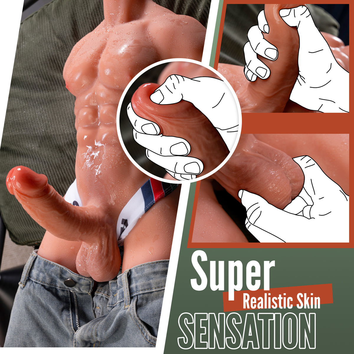 Rudolf - 8.6kg Male Sex Doll Torso with Auto Thrusting and Vibrating Penis - Xise Doll