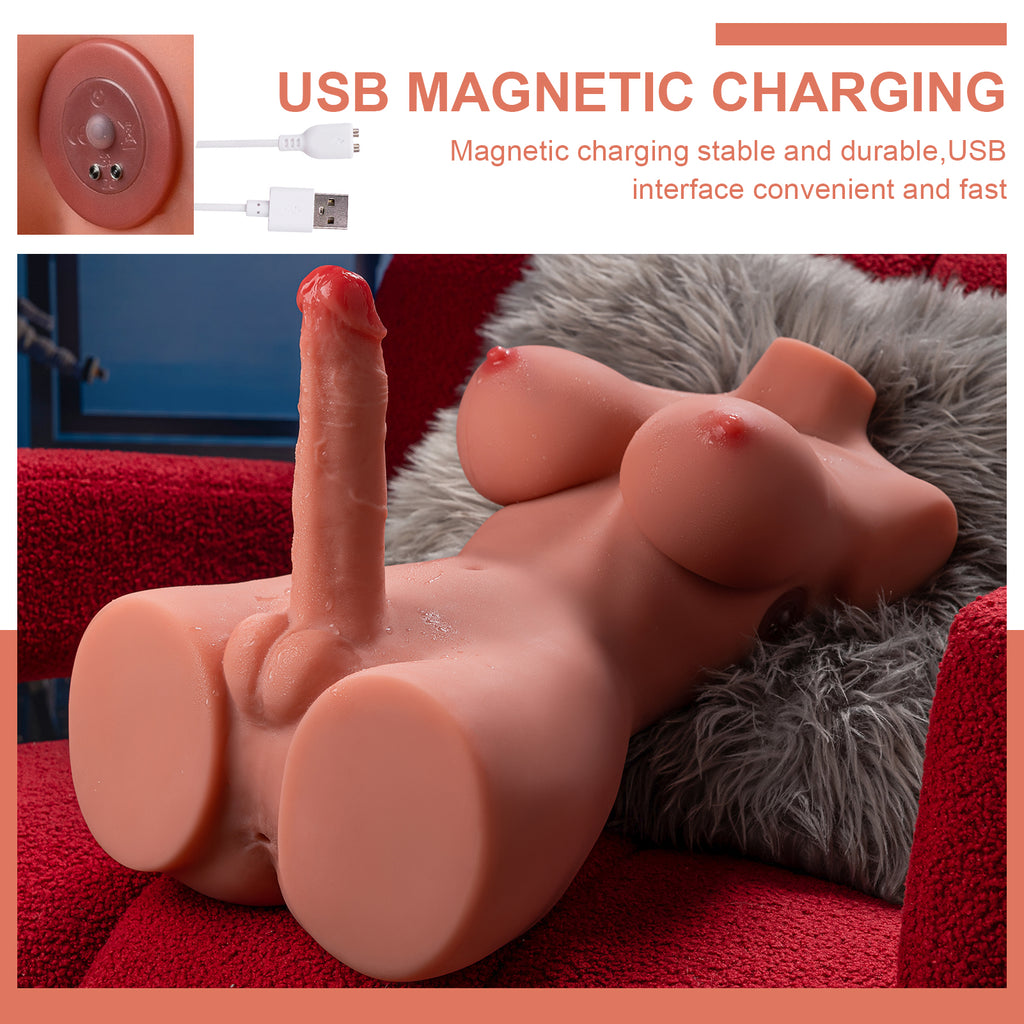 Mosa- 10kg E-cup Shemale TPE Sex Doll Torso with Auto Thrusting and Vibrating Penis - Xise Doll