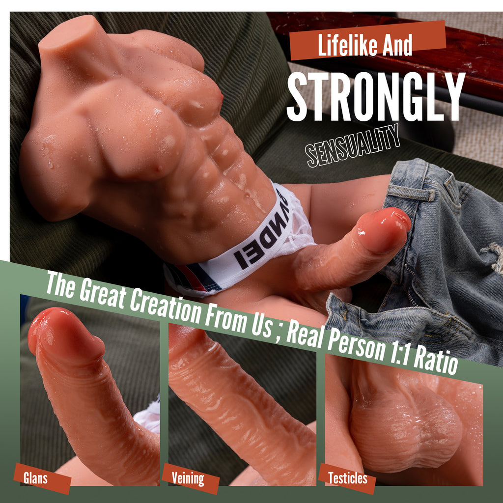 Rudolf - 8.6kg Male Sex Doll Torso with Auto Thrusting and Vibrating Penis - Xise Doll