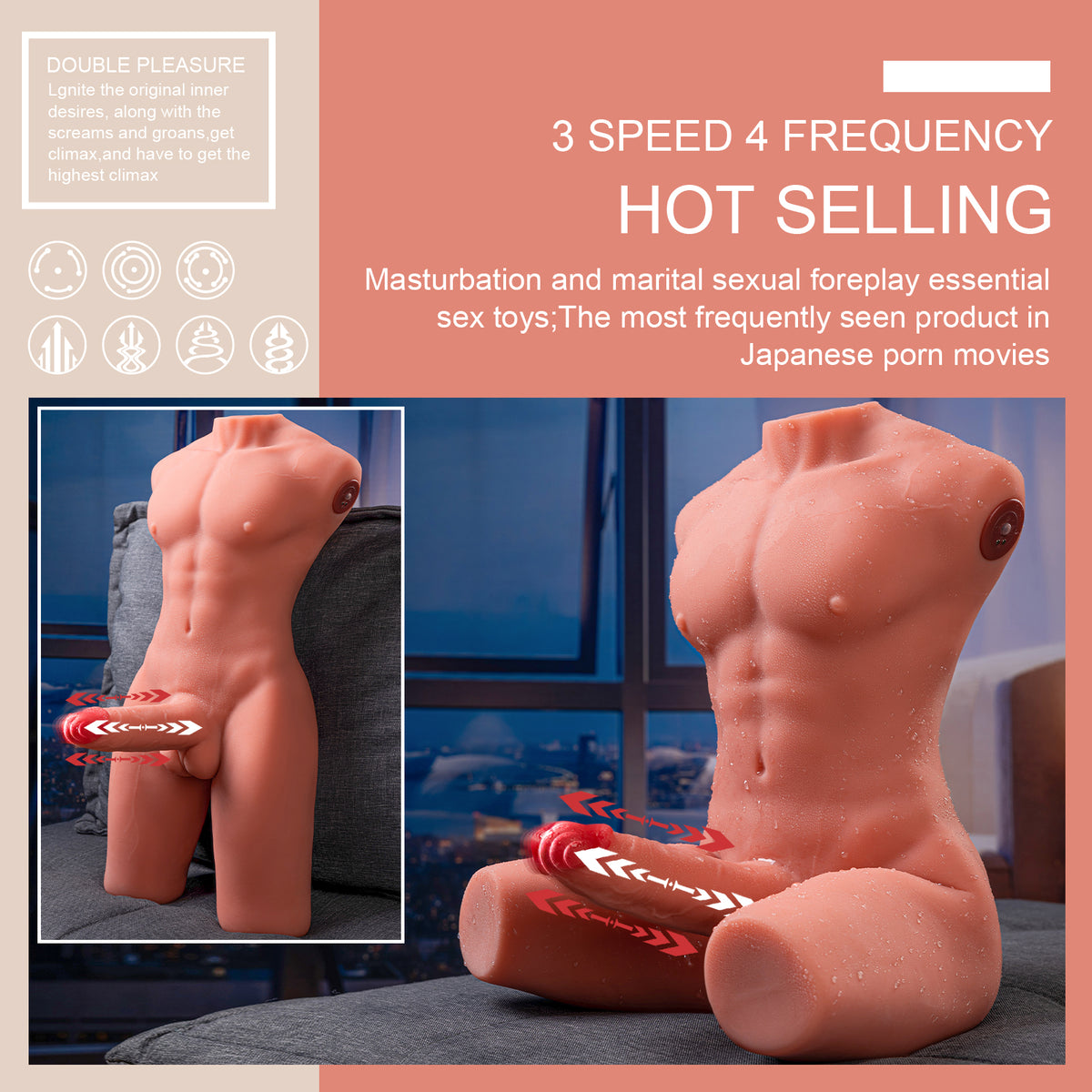 Jason - 8kg Male Sex Doll Torso with Auto Thrusting and Vibrating Penis - Xise Doll