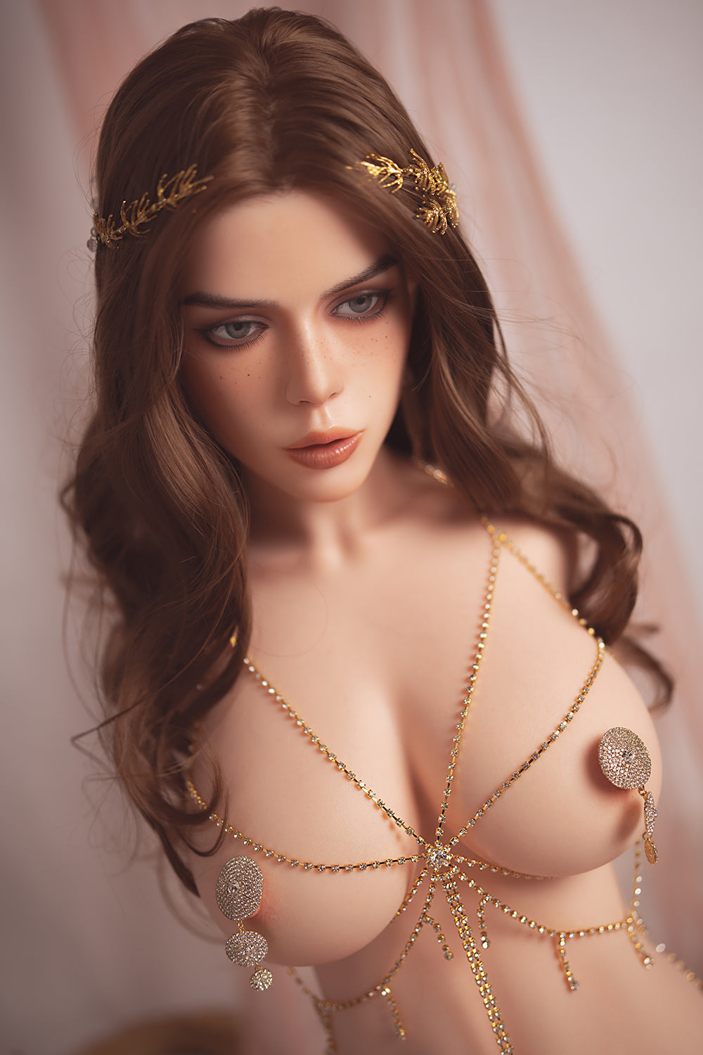 Alicia - 80cm C-cup Premium Silicone Sex Doll Torso with ROS Head and Interactive Options- SY Doll