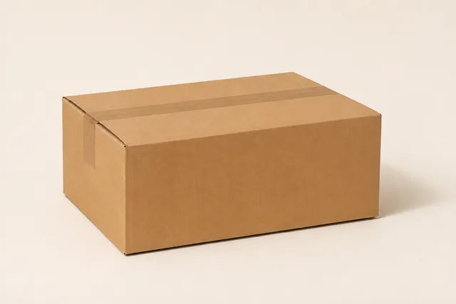 Illustration of a sealed plain cardboard parcel